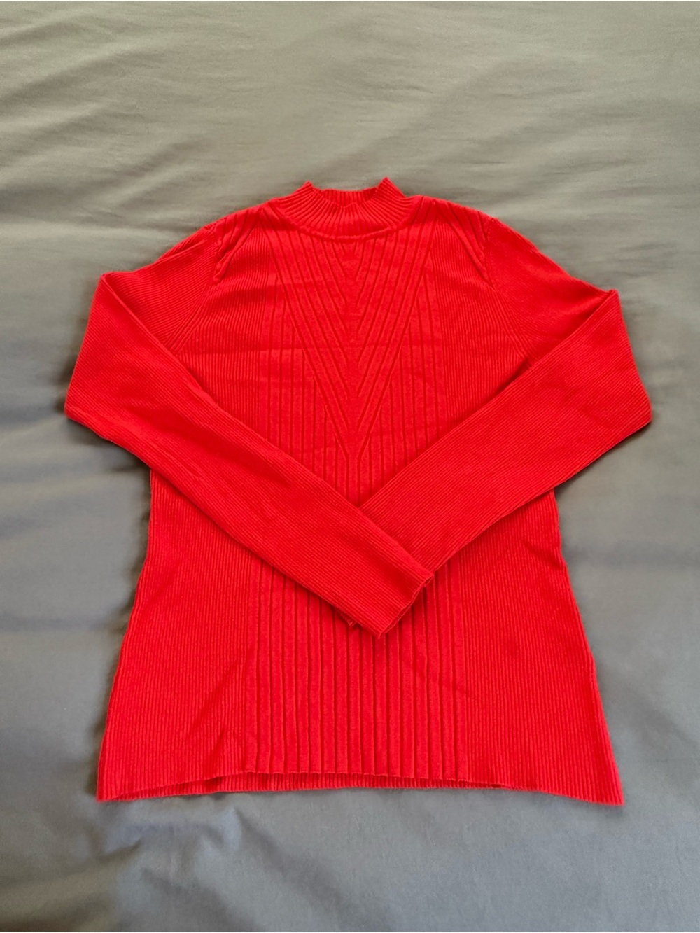 INC International Concepts Bright Red Ribbed Mock-Neck Sweater